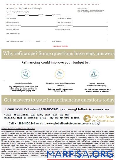 Blank Antigua and Barbuda Global Bank of Commerce bank mortgage statement, 3 pages, 3 scr template
